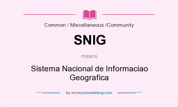 What does SNIG mean? It stands for Sistema Nacional de Informaciao Geografica