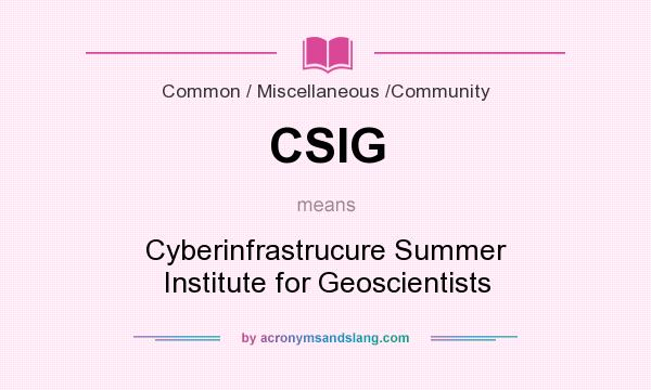 What does CSIG mean? It stands for Cyberinfrastrucure Summer Institute for Geoscientists