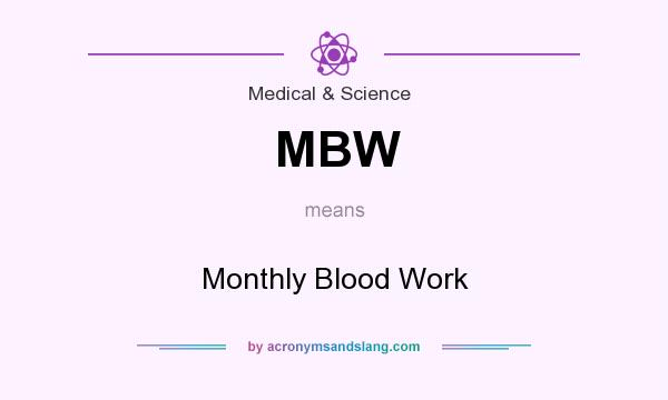 What does MBW mean? It stands for Monthly Blood Work