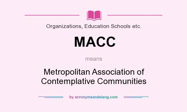 What does MACC mean? It stands for Metropolitan Association of Contemplative Communities