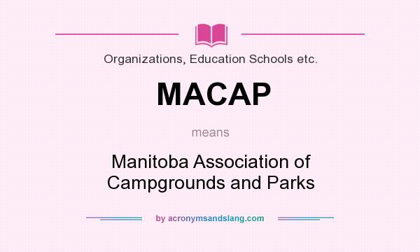 What does MACAP mean? It stands for Manitoba Association of Campgrounds and Parks