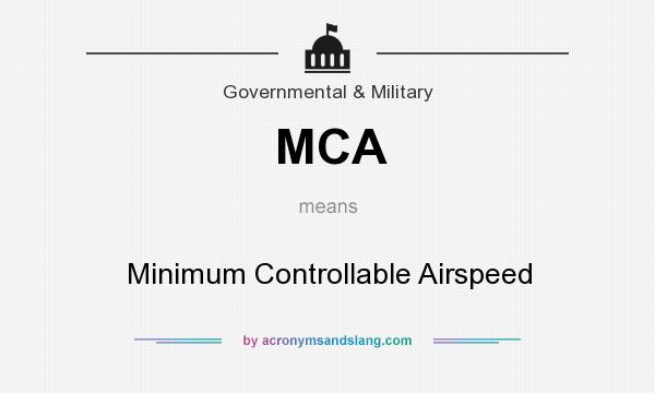 What does MCA mean? It stands for Minimum Controllable Airspeed