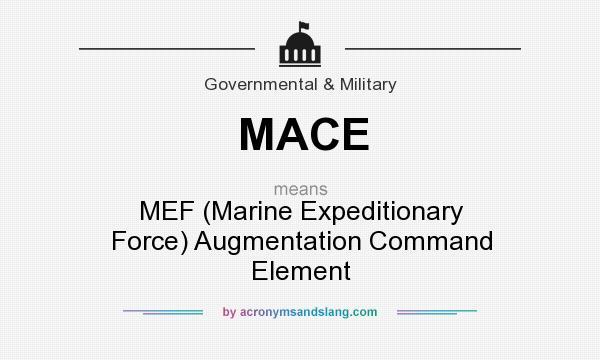 What does MACE mean? It stands for MEF (Marine Expeditionary Force) Augmentation Command Element