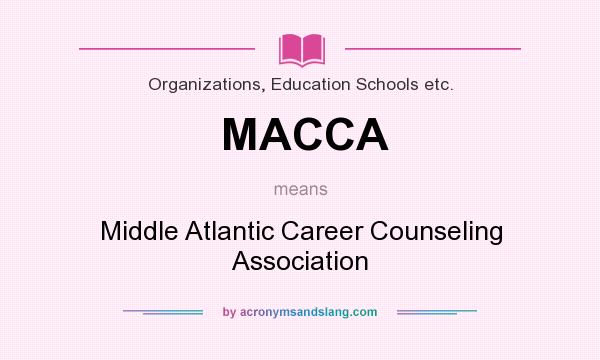 What does MACCA mean? It stands for Middle Atlantic Career Counseling Association