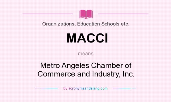 What does MACCI mean? It stands for Metro Angeles Chamber of Commerce and Industry, Inc.