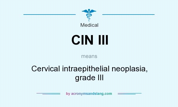 What does CIN III mean? It stands for Cervical intraepithelial neoplasia, grade III