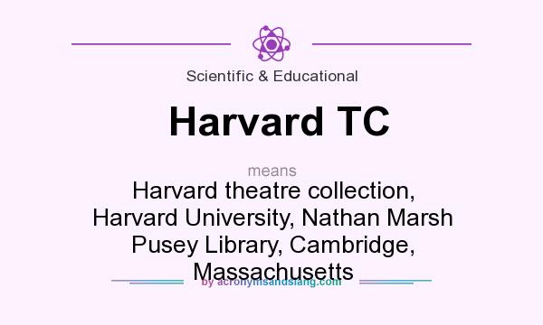What does Harvard TC mean? It stands for Harvard theatre collection, Harvard University, Nathan Marsh Pusey Library, Cambridge, Massachusetts
