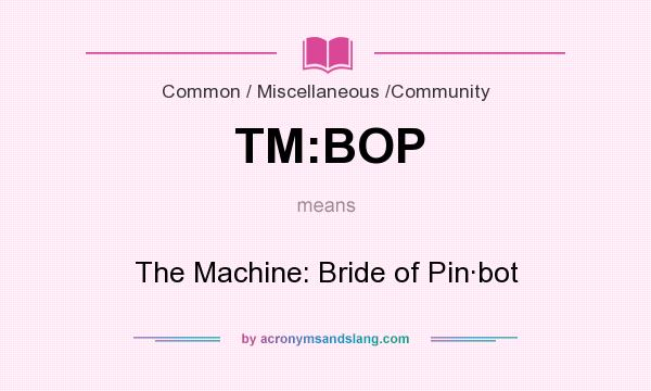 What does TM:BOP mean? It stands for The Machine: Bride of Pin·bot