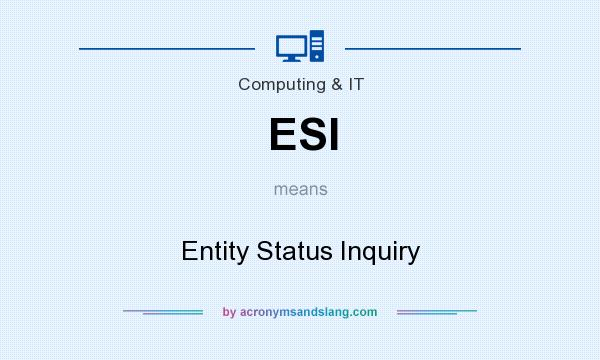 What does ESI mean? It stands for Entity Status Inquiry