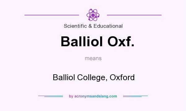 What does Balliol Oxf. mean? It stands for Balliol College, Oxford