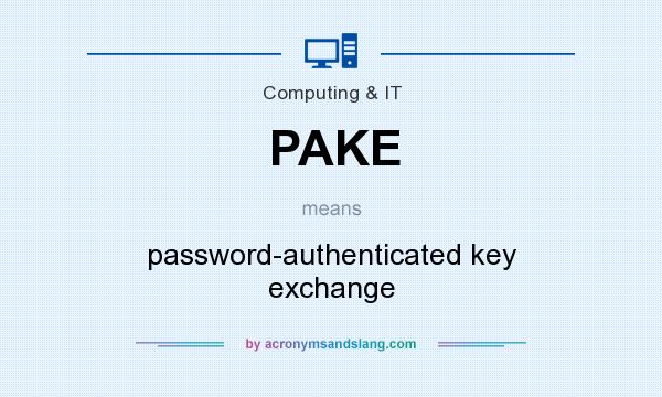 What does PAKE mean? It stands for password-authenticated key exchange