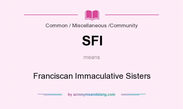 What does SFI mean? It stands for Franciscan Immaculative Sisters