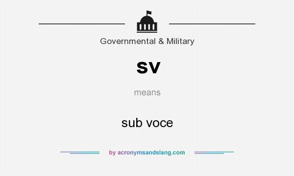 What does sv mean? It stands for sub voce