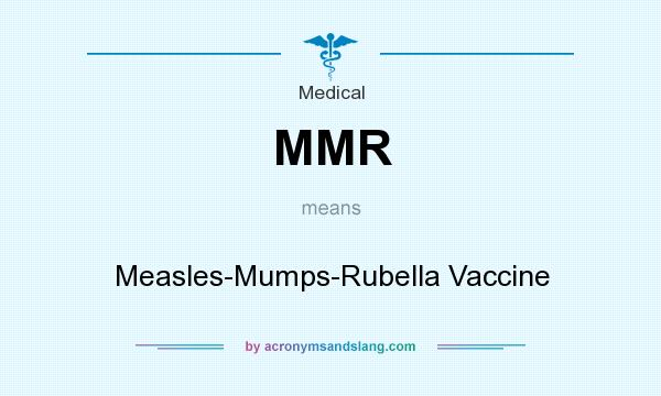 What does MMR mean? It stands for Measles-Mumps-Rubella Vaccine