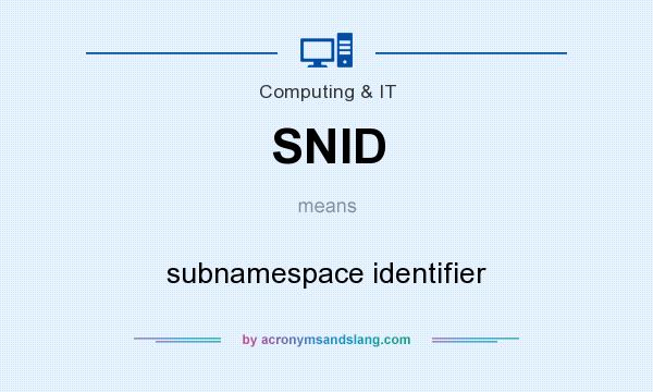 What does SNID mean? It stands for subnamespace identifier