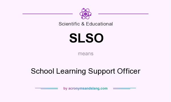 What does SLSO mean? It stands for School Learning Support Officer 