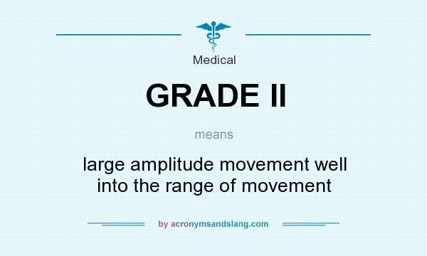 What does GRADE II mean? It stands for large amplitude movement well into the range of movement