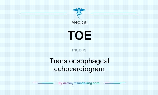 What does TOE mean? It stands for Trans oesophageal echocardiogram