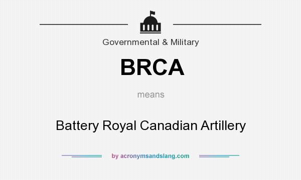 What does BRCA mean? It stands for Battery Royal Canadian Artillery