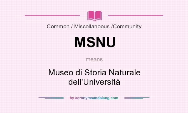 What does MSNU mean? It stands for Museo di Storia Naturale dell`Università