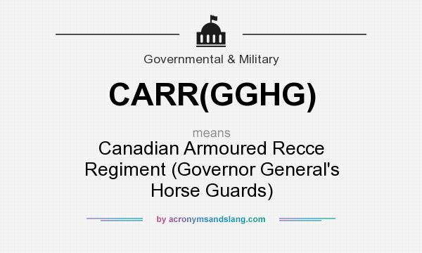 What does CARR(GGHG) mean? It stands for Canadian Armoured Recce Regiment (Governor General`s Horse Guards)