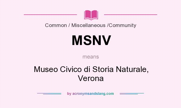 What does MSNV mean? It stands for Museo Civico di Storia Naturale, Verona
