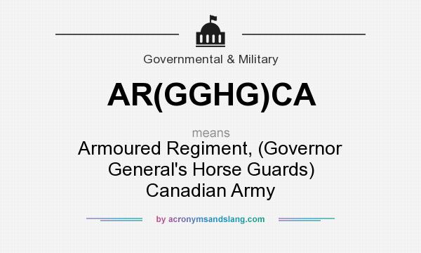 What does AR(GGHG)CA mean? It stands for Armoured Regiment, (Governor General`s Horse Guards) Canadian Army