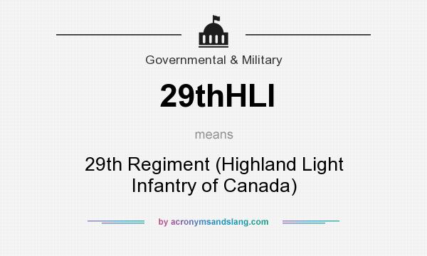What does 29thHLI mean? It stands for 29th Regiment (Highland Light Infantry of Canada)