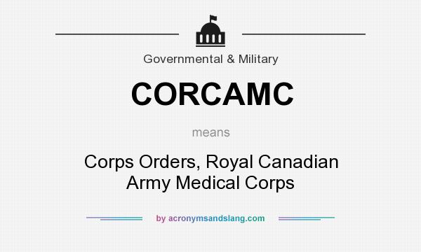What does CORCAMC mean? It stands for Corps Orders, Royal Canadian Army Medical Corps