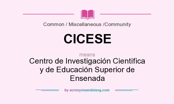 What does CICESE mean? It stands for Centro de Investigación Cientifica y de Educación Superior de Ensenada