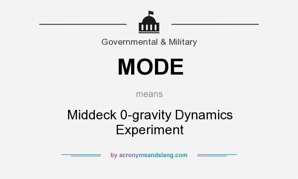 What does MODE mean? It stands for Middeck 0-gravity Dynamics Experiment