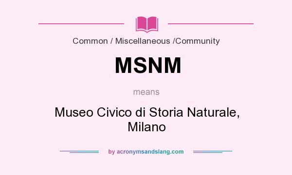 What does MSNM mean? It stands for Museo Civico di Storia Naturale, Milano