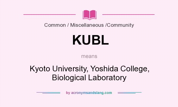 What does KUBL mean? It stands for Kyoto University, Yoshida College, Biological Laboratory