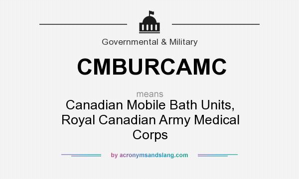 What does CMBURCAMC mean? It stands for Canadian Mobile Bath Units, Royal Canadian Army Medical Corps