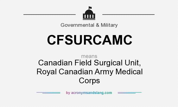What does CFSURCAMC mean? It stands for Canadian Field Surgical Unit, Royal Canadian Army Medical Corps