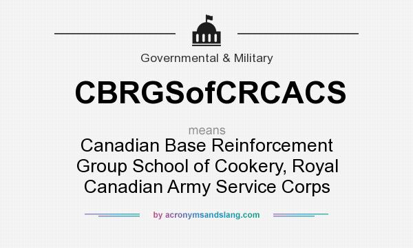What does CBRGSofCRCACS mean? It stands for Canadian Base Reinforcement Group School of Cookery, Royal Canadian Army Service Corps