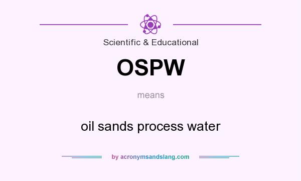 What does OSPW mean? It stands for oil sands process water