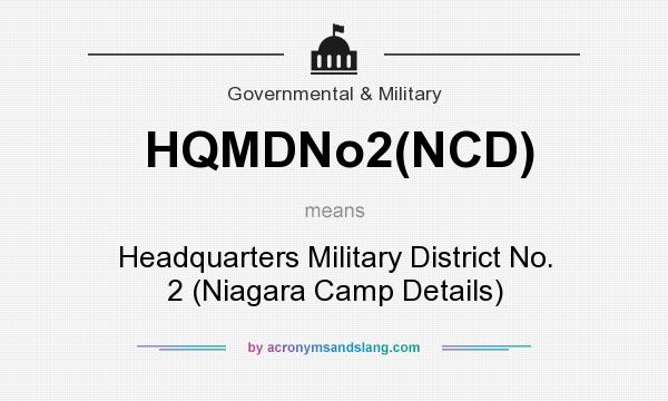 What does HQMDNo2(NCD) mean? It stands for Headquarters Military District No. 2 (Niagara Camp Details)