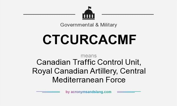 What does CTCURCACMF mean? It stands for Canadian Traffic Control Unit, Royal Canadian Artillery, Central Mediterranean Force