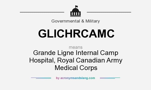 What does GLICHRCAMC mean? It stands for Grande Ligne Internal Camp Hospital, Royal Canadian Army Medical Corps