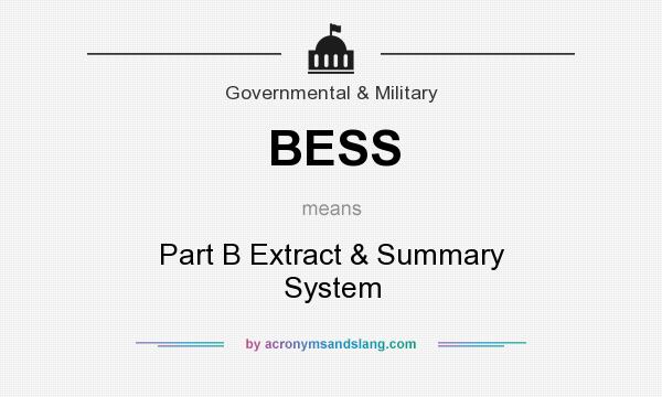 What does BESS mean? It stands for Part B Extract & Summary System