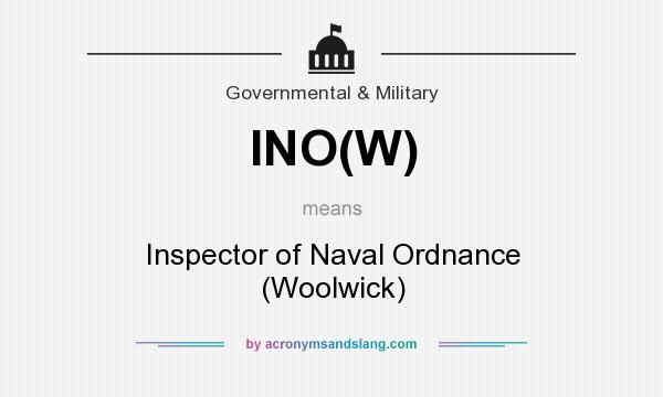 What does INO(W) mean? It stands for Inspector of Naval Ordnance (Woolwick)