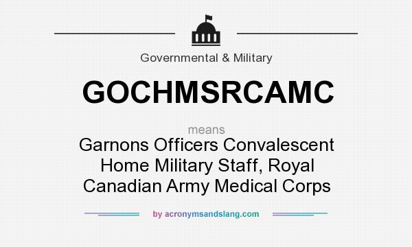 What does GOCHMSRCAMC mean? It stands for Garnons Officers Convalescent Home Military Staff, Royal Canadian Army Medical Corps