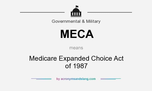 What does MECA mean? It stands for Medicare Expanded Choice Act of 1987