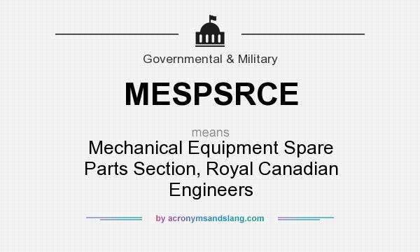 What does MESPSRCE mean? It stands for Mechanical Equipment Spare Parts Section, Royal Canadian Engineers