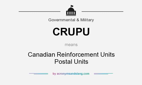 What does CRUPU mean? It stands for Canadian Reinforcement Units Postal Units