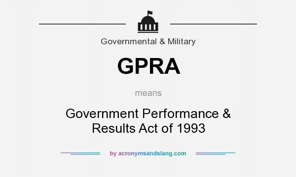 What does GPRA mean? It stands for Government Performance & Results Act of 1993