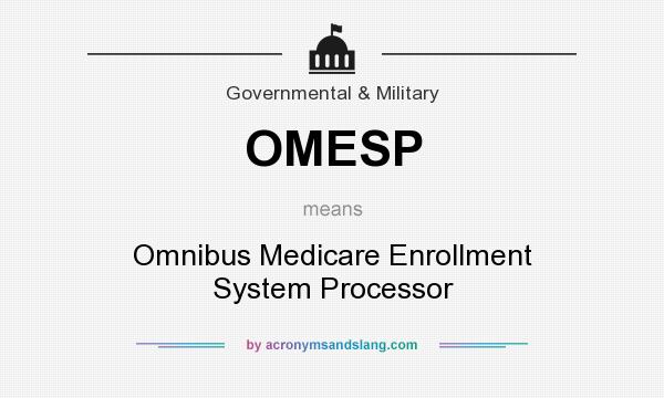 What does OMESP mean? It stands for Omnibus Medicare Enrollment System Processor