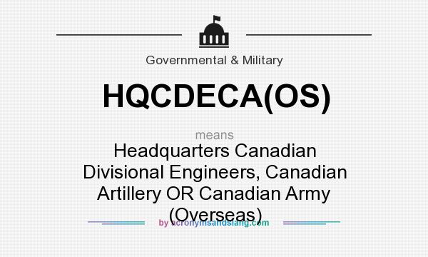 What does HQCDECA(OS) mean? It stands for Headquarters Canadian Divisional Engineers, Canadian Artillery OR Canadian Army (Overseas)