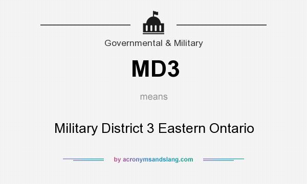 What does MD3 mean? It stands for Military District 3 Eastern Ontario